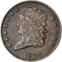 1828 Classic Head Half Cent. C-2. Rarity-2. 12 Stars. EF-40 (ANACS).