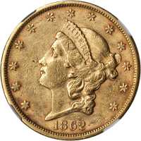1862-S Liberty Head Double Eagle. AU-55 (NGC).