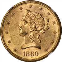 1880-S Liberty Head Eagle. MS-63 (NGC).