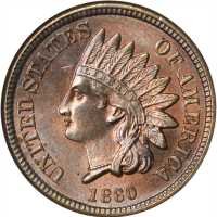 1860 Indian Cent. Rounded Bust. MS-62 (NGC). OH.