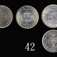1975、80年澳门镍币一圆、1952、71年银币伍圆，共四枚。52及80年评级品，馀未使用1975 & 80 Macau Nickel 1 Patacas & 1952 & 71 Silver 5 