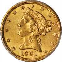 1901-S Liberty Head Half Eagle. MS-61 (PCGS).