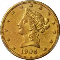 美国1906-S年10美元金币。