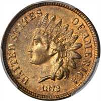 1872 Indian Cent. Bold N. MS-66 RB (PCGS).