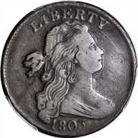 1803 Draped Bust Cent. S-259. Rarity-4. Small Date, Large Fraction. Fine Details--Residue (PCGS).