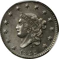 1822 Matron Head Cent. N-4. Rarity-2. MS-64 BN (PCGS). CAC.