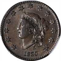 1830 Matron Head Cent. N-2. Rarity-2. Large Letters. AU-58 (PCGS).