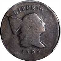 1795 Liberty Cap Half Cent. C-3. Rarity-5+. Plain Edge, Punctuated Date. Good-4 (PCGS).