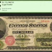 Fr. 17a. 1862 $1 Legal Tender Note. PCGS Extremely Fine 40.