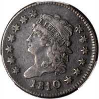1810/09 Classic Head Cent. S-281. Rarity-1. VF Details--Environmental Damage (PCGS).