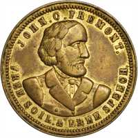 Group of six different 1856 John C. Freemont medalets, all brass except where noted otherwise.