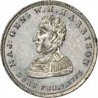 1840 William Henry Harrison. DeWitt-WHH 1840-52. White metal. 23.7 mm. About Uncirculated.