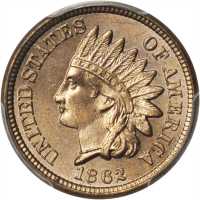 1862 Indian Cent. MS-65+ (PCGS). CAC.