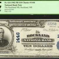Rockland, Maine. $10 1902 Plain Back. Fr. 624. The Rockland NB. Charter #1446. PCGS About New 50.