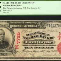 Fort Wayne, Indiana. $10 1902 Red Seal. Fr. 613. The German-American NB. Charter #7725. PCGS Very Fi