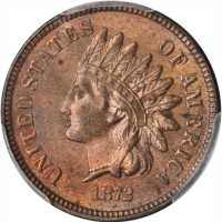 1872 Indian Cent. Bold N. Unc Details--Questionable Color (PCGS).
