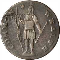 1788 Massachusetts Cent. Ryder 1-D, W-6190. Rarity-3-. Period after MASSACHUSETTS. Counterstamped. V