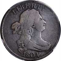 1804 Draped Bust Half Cent. C-4. Rarity-5. Crosslet 4, Stems to Wreath. Good-4 (PCGS).