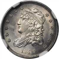 1837 Capped Bust Half Dime. LM-5. Rarity-1. Large 5 C. Unc Details--Bent (NGC).