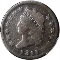 1811 Classic Head Cent. S-287. Rarity-2. Good-4 (PCGS).