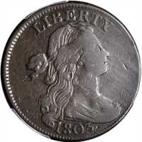 1803 Draped Bust Cent. S-265. Rarity-4. Large Date, Large Fraction. Fine-12 (PCGS).