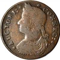 1787 Connecticut Copper. Miller 33.7-r.2, W-3440. Rarity-1. Draped Bust Left. Fine-12.