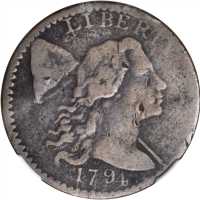 1794 Liberty Cap Cent. S-63. Rarity-3. Head of 1794. Fine Details--Damaged (NGC).