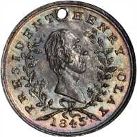 1844 Henry Clay. DeWitt-HC 1844-40. Silvered white metal. 21.5 mm. MS-64 (NGC).