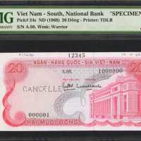 1966-69年越南国家银行20 & 50盾。样票。