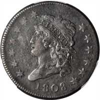 1808 Classic Head Cent. S-278. Rarity-3. EF Details--Environmental Damage (PCGS).