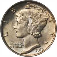 1919-D Mercury Dime. MS-63 FB (PCGS). CAC.