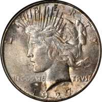 1927-S Peace Silver Dollar. MS-64 (NGC). OH.