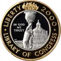 2000-W Library of Congress Bicentennial Bimetallic $10. Proof-70 Deep Cameo (PCGS). Gold Shield Hold