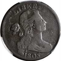 1805 Draped Bust Cent. S-268. Rarity-3. VG-10 (PCGS).