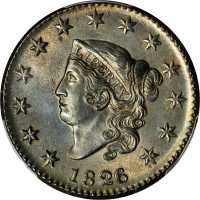1826/5 Matron Head Cent. N-8. Rarity-2. MS-63 BN (PCGS).