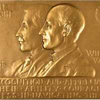 1909 Orville and Wilbur Wright Congressional Plaque. Yellow Bronze. 55.6 mm x 80.3 mm rectangular. B