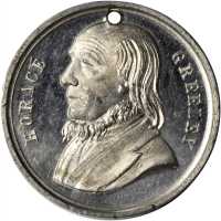 1872 Horace Greeley. DeWitt-HG 1872-4. White metal. 27.9 mm. Choice Mint State.