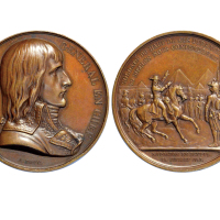 1841-1842年法国为纪念1798年拿破崙征服埃及所铸铜质纪念章，41mm，未使用
