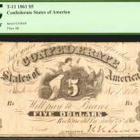 T-11. Confederate Currency. 1861 $5. PCGS Fine 12.