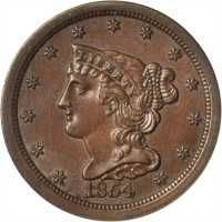 1854 Braided Hair Half Cent. C-1. Rarity-1. AU-58 (ANACS).