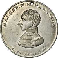 1840 William Henry Harrison. DeWitt-WHH 1840-12. White metal. 36.8 mm. Extremely Fine, pierced.