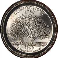 1999-P State Quarter. Connecticut--Reverse Die Cap--MS-66 (NGC).