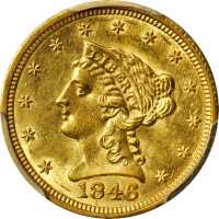 1846 Liberty Head Quarter Eagle. MS-61 (PCGS).