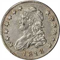 1818 Capped Bust Quarter. B-2. Rarity-1. AU Details--Environmental Damage (PCGS).