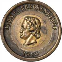1860 John C. Breckinridge. DeWitt-JCB 1860-3. Brass. 24.4 mm. Extremely Fine.