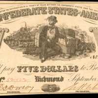 T-37. Confederate Currency. 1861 $5. Choice Very Fine.