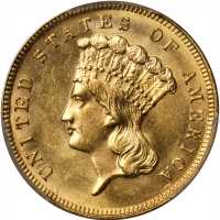 1889 Three-Dollar Gold Piece. MS-63 (PCGS).
