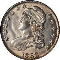 1833 Capped Bust Half Dollar. O-104. Rarity-1. AU-58 (NGC).