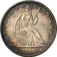1868-S Liberty Seated Half Dollar. WB-4. Rarity-3. Misplaced Date. Unc Details--Cleaned (PCGS).