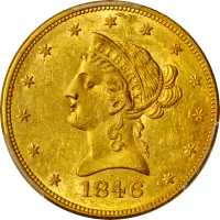 1846 Liberty Head Eagle. MS-60 (PCGS).